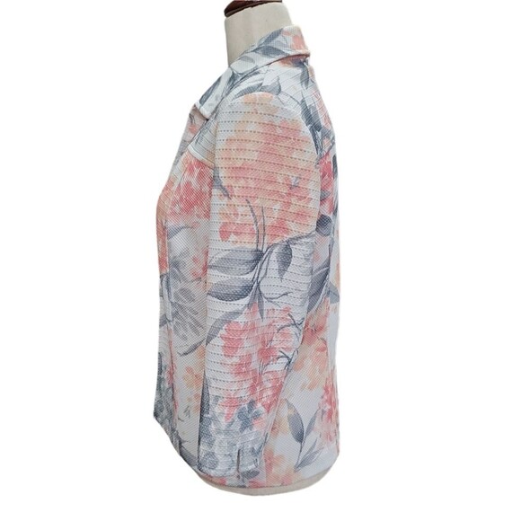 EUC Alfred Dunner Women's Jacket Peach Floral Open Padded 3/4 Sleeve 10 - Picture 3 of 9